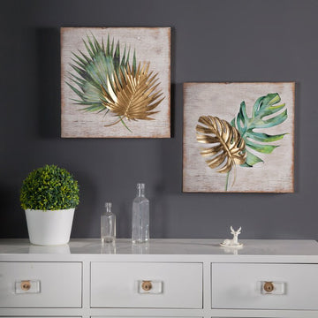 Ratsou 2 Piece Leaf Wood Wall Decor Set